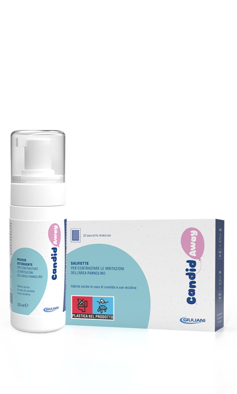 Candidaway - mousse e salviette detergente per contrastare le irritazioni da pannolino